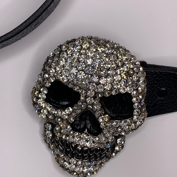 Chrome Angel Swarovski Crystal Skull Belt (Rare) - Picture 7 of 9